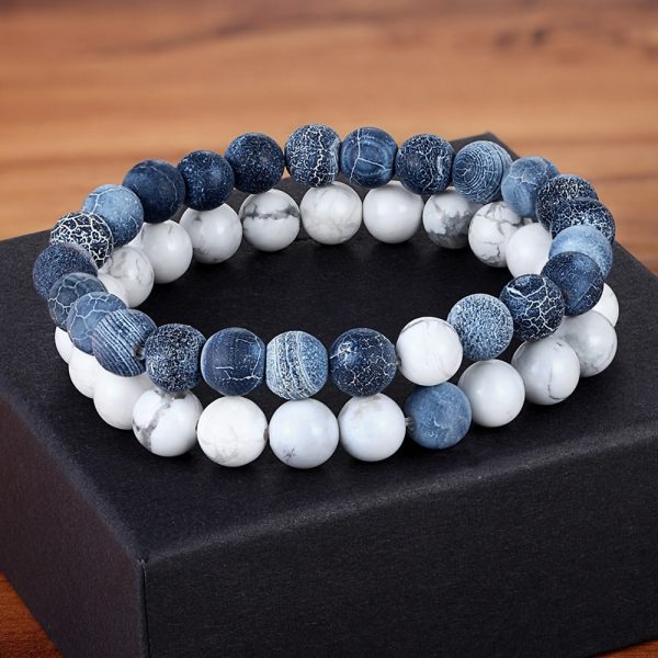 Natural Stone Beaded Bracelets Pair for Couples - Image 4