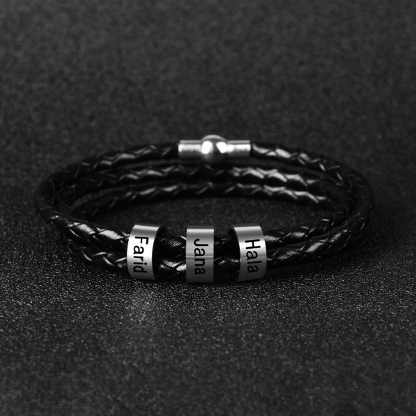 Men's Personalized Leather Bracelet - Image 3